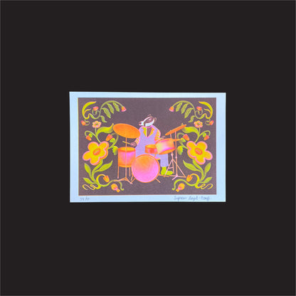 Risograph Print: Woodland Series - Badger - The Jazz Drummer